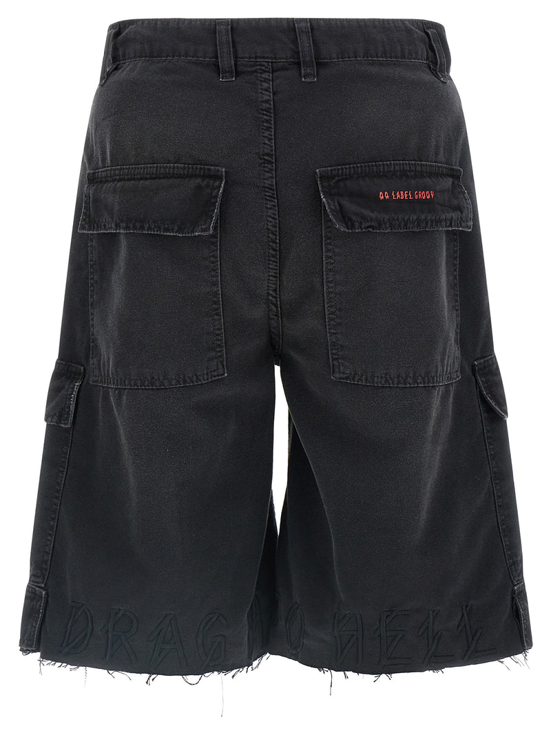 44 Label Group Black Cotton Bermuda Shorts