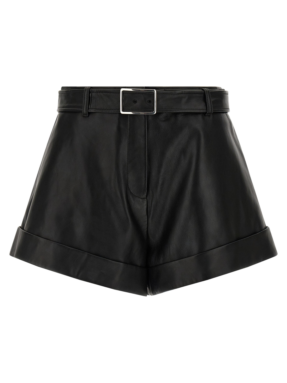 Shorts bermudas Sportmax en cuir d'agneau noir