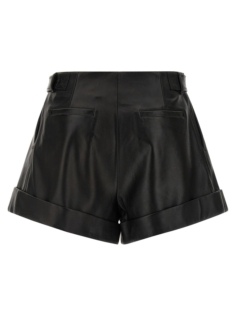 Sportmax Black Lamb Leather Bermuda Shorts