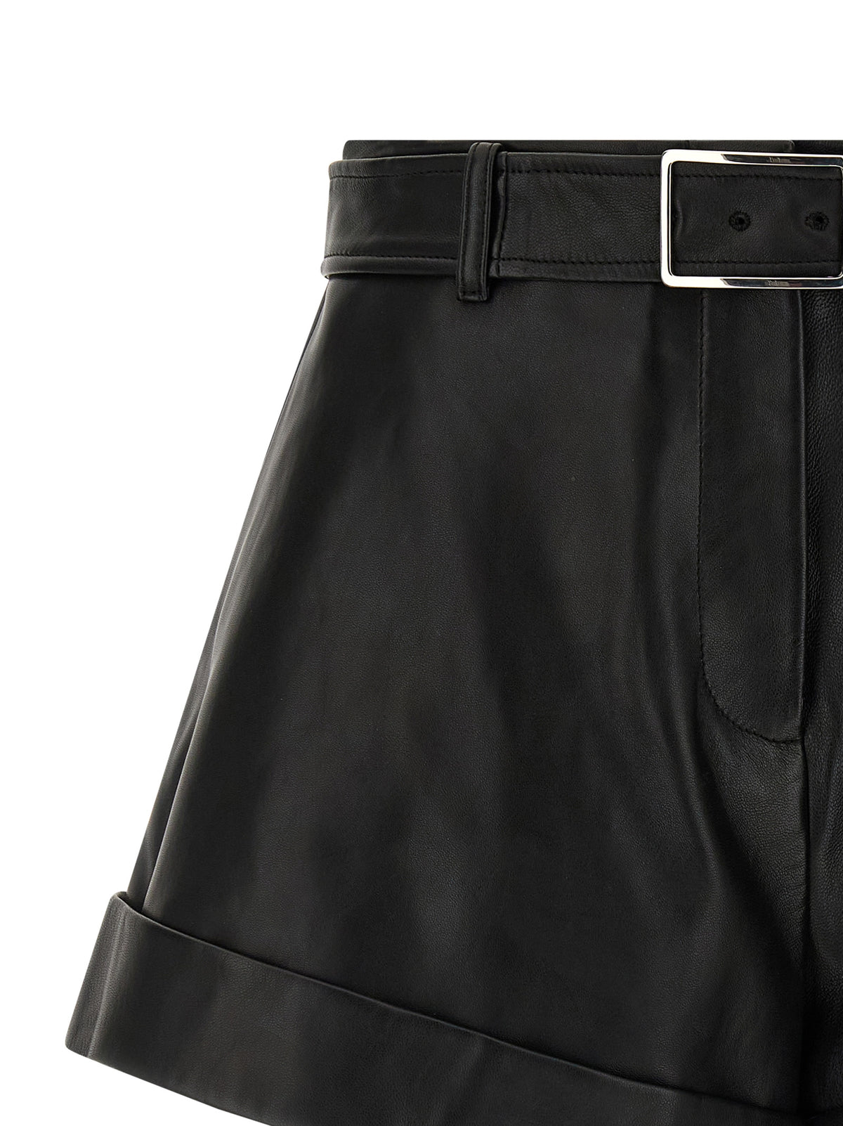 Shorts bermudas Sportmax en cuir d'agneau noir