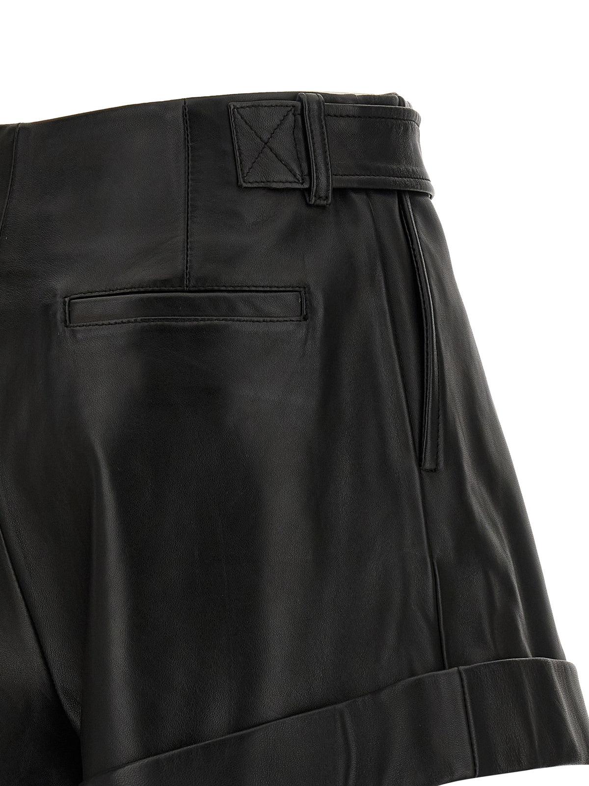 Shorts bermudas Sportmax en cuir d'agneau noir