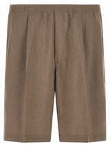 CELLAR DOOR 'Arno' Brown Polyester Bermuda Shorts