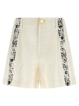 Alberta Ferretti Bicolor Linen Bermuda Shorts