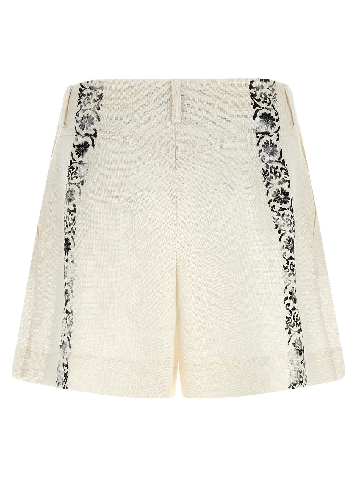 Alberta Ferretti Bicolor Linen Bermuda Shorts