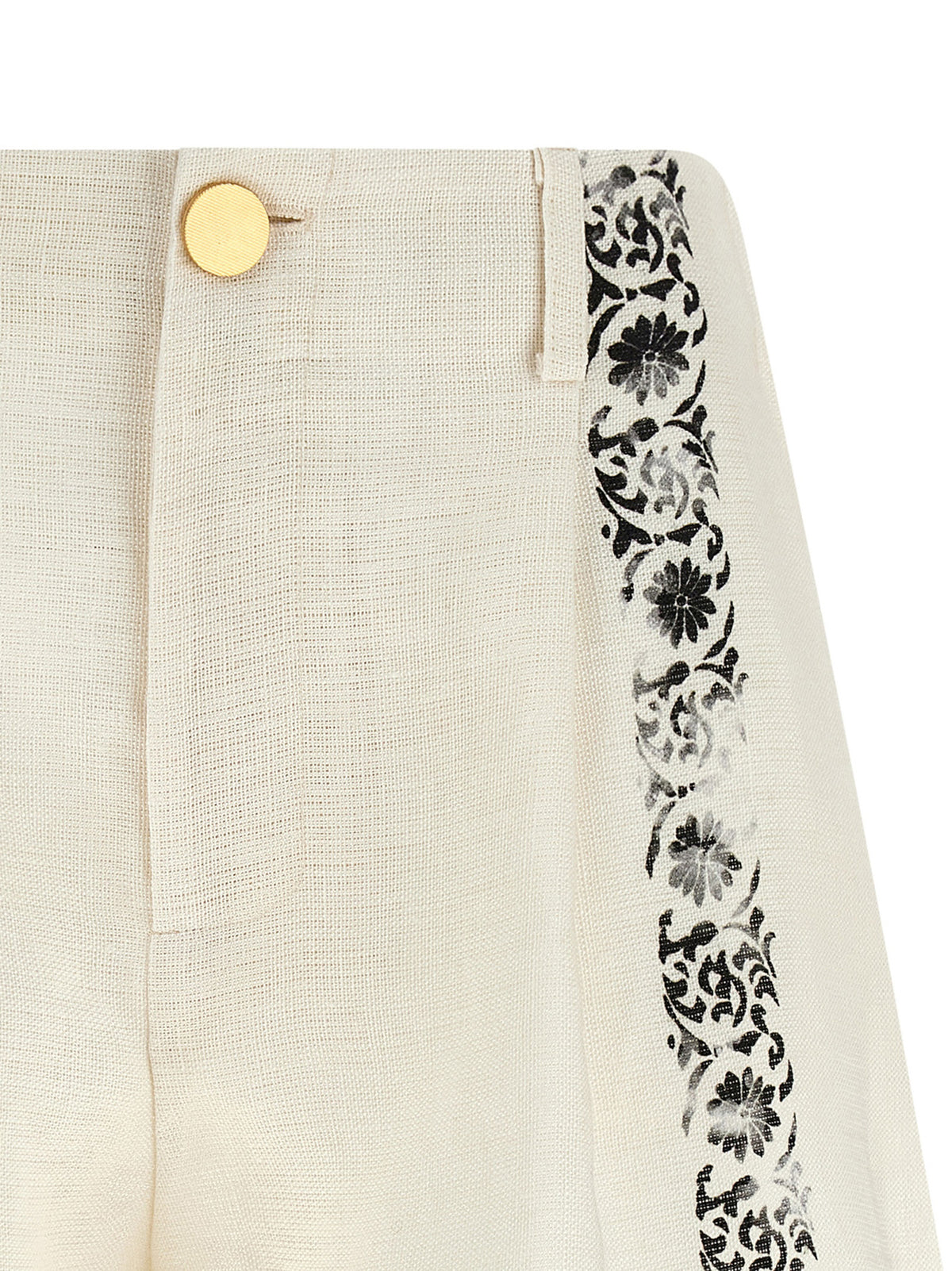 Alberta Ferretti Bicolor Linen Bermuda Shorts