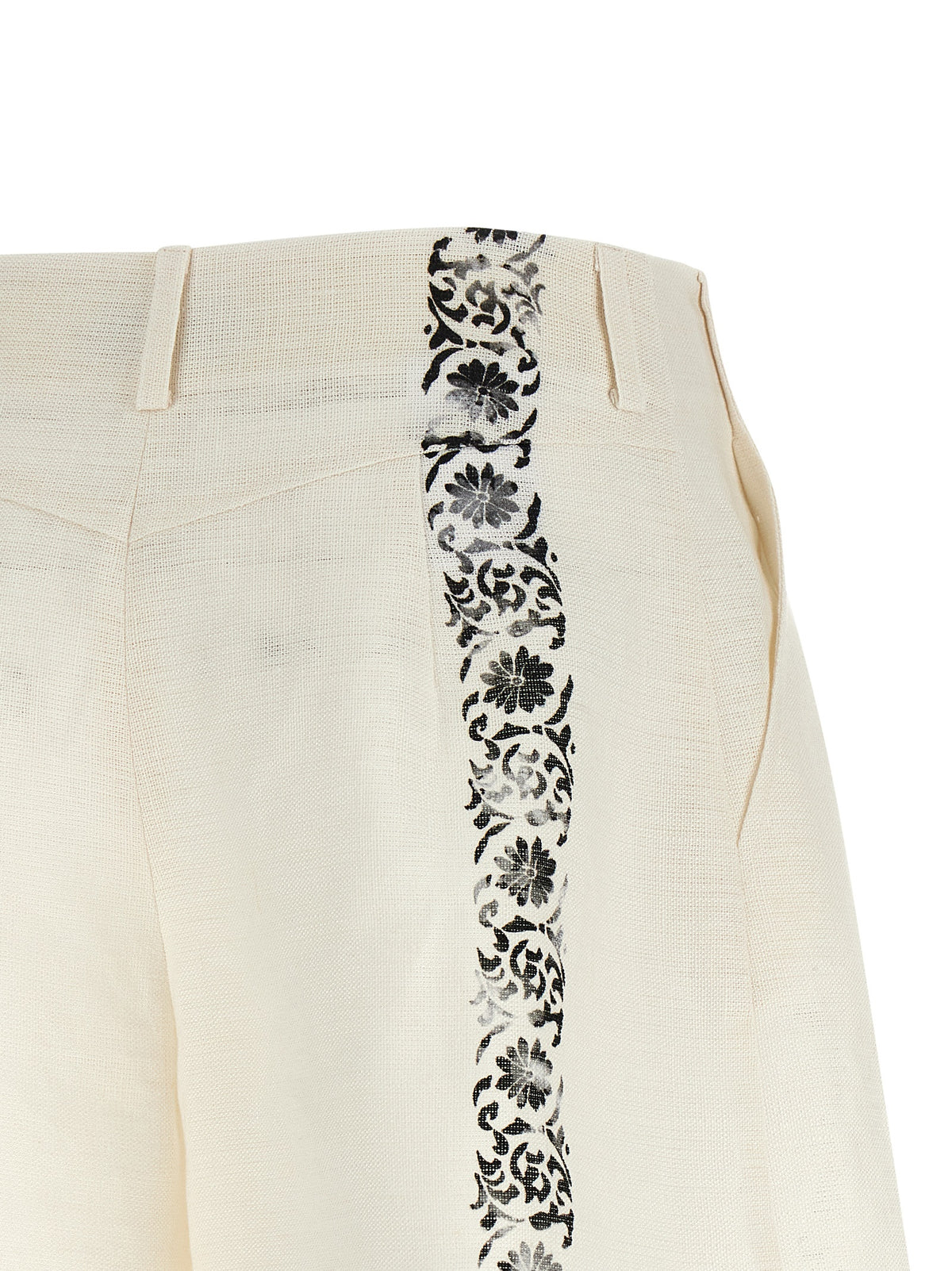 Alberta Ferretti Bicolor Linen Bermuda Shorts