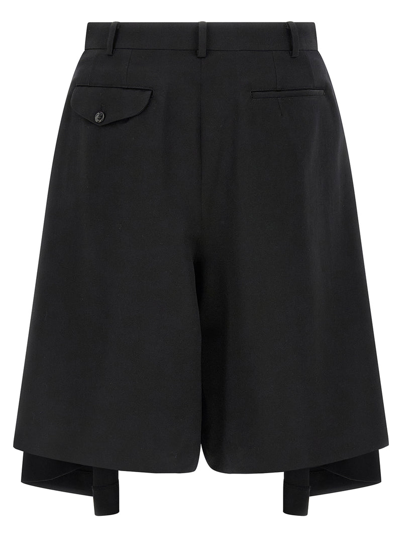 Comme Des Garçons Black Wool Bermuda Shorts