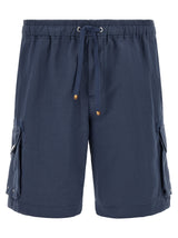 Brunello Cucinelli Bermuda en lin bleu
