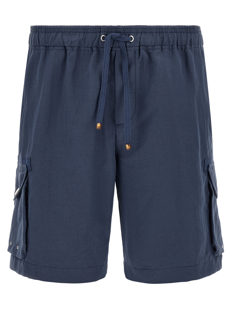 Brunello Cucinelli Blue Linen Bermuda Shorts