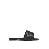 Bottega Veneta Black Lamb Leather Flat Sandals for Women