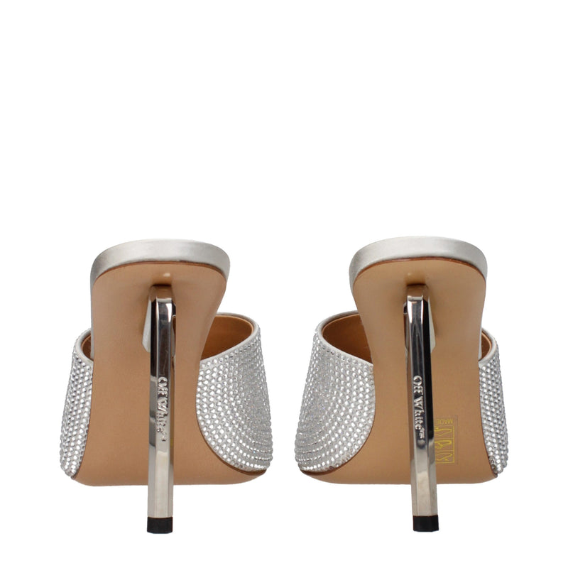 Off-White Gray Satin Stiletto Heel Sandals