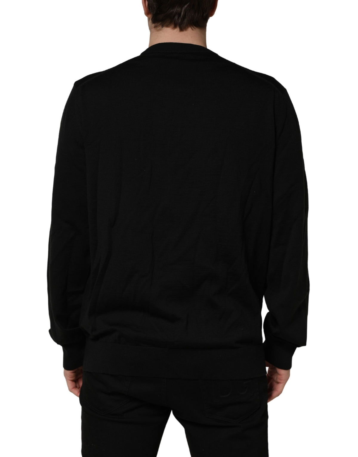 Pull en laine Dolce & Gabbana noir à col rond et logo graphique