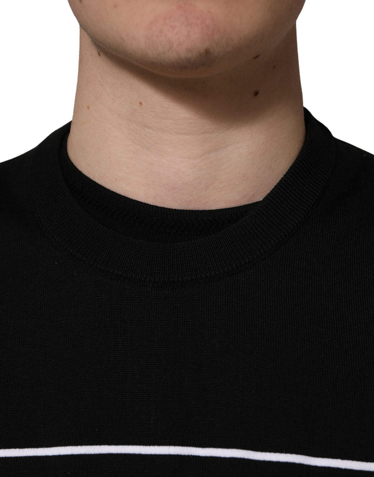 Pull en laine Dolce & Gabbana noir à col rond et logo graphique