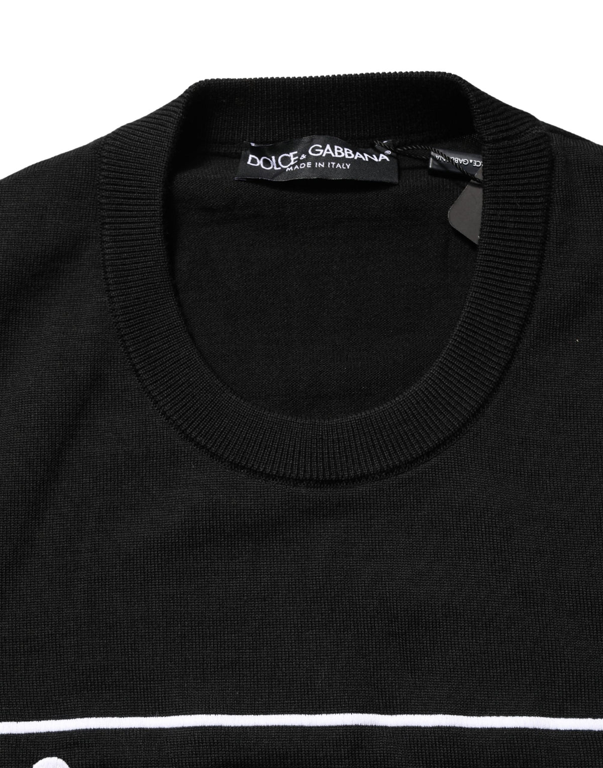 Pull en laine Dolce & Gabbana noir à col rond et logo graphique