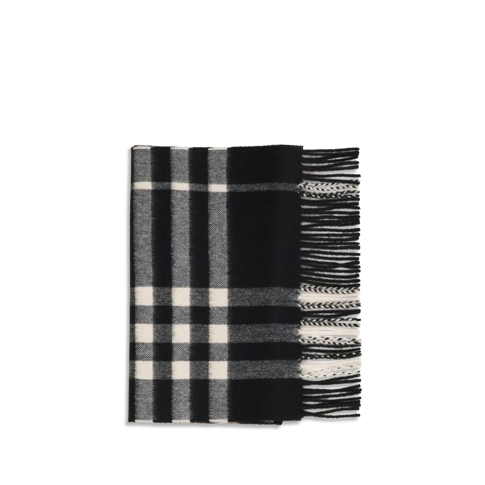 Burberry Black Cashmere Scarf - Luxurious Embroidered Design