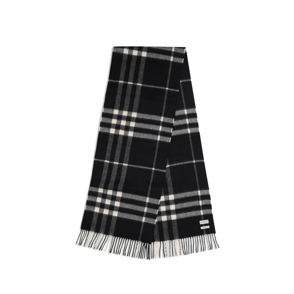 Burberry Black Cashmere Scarf - Luxurious Embroidered Design