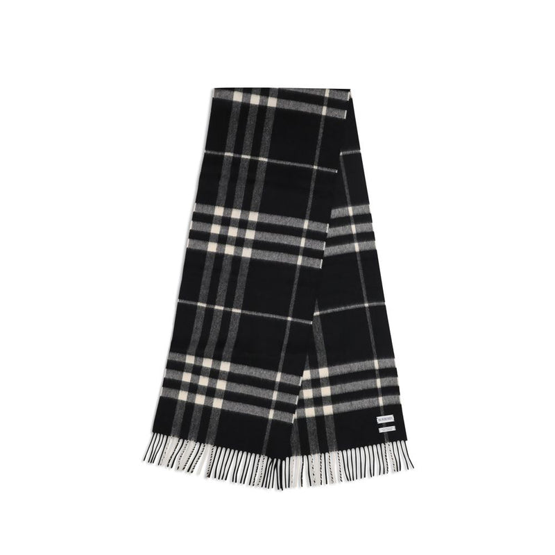 Burberry Black Cashmere Scarf - Luxurious Embroidered Design