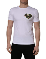 Dolce & Gabbana White Heart Shaped Camouflage Patch Men T-shirt
