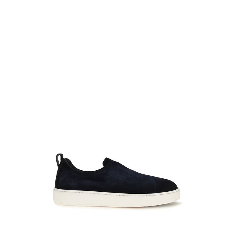 Santoni Blue Calf Leather Bos Taurus Sneakers