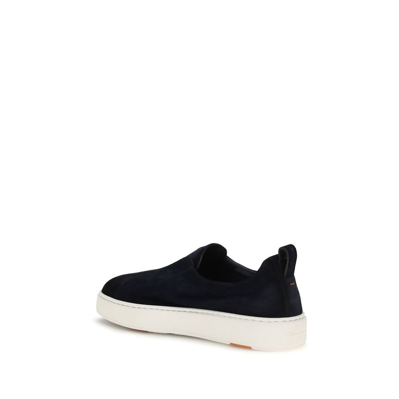 Santoni Blue Calf Leather Bos Taurus Sneakers