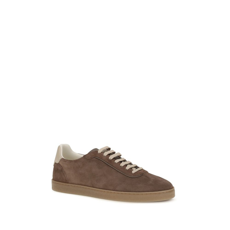 Baskets basses Brunello Cucinelli Bos Taurus en cuir de veau beige