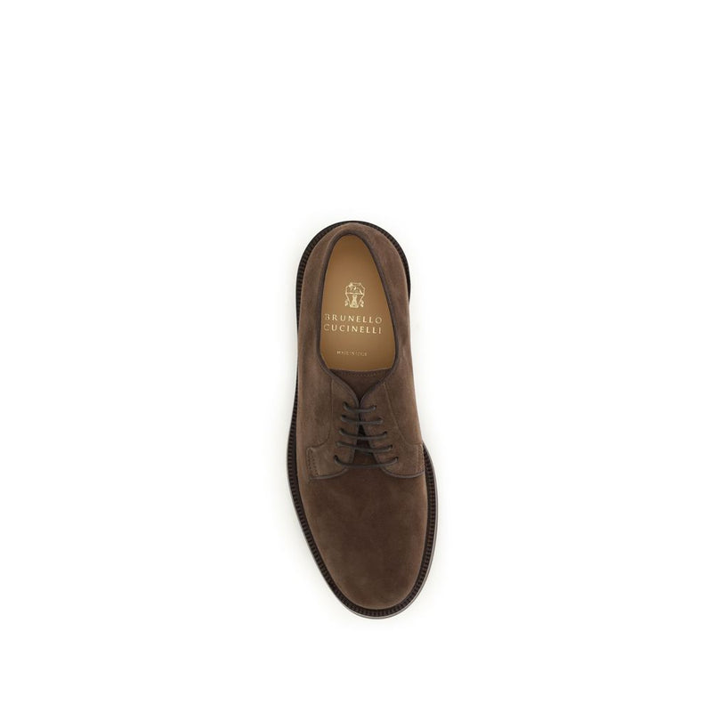 Brunello Cucinelli Brown Calf Leather Oxfords and Derbies