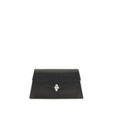 Pochette Alexander McQueen en cuir de veau noir Bos Taurus
