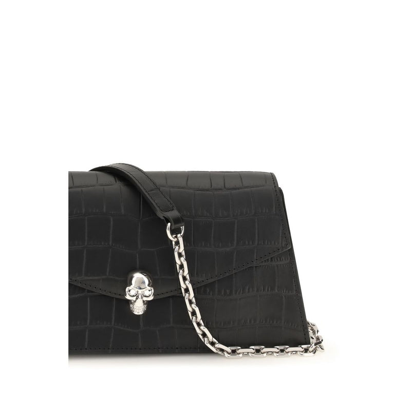 Pochette Alexander McQueen en cuir de veau noir Bos Taurus