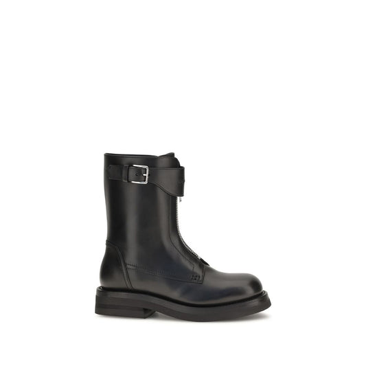 Bottes à lacets Alexander McQueen en cuir de veau noir Bos Taurus