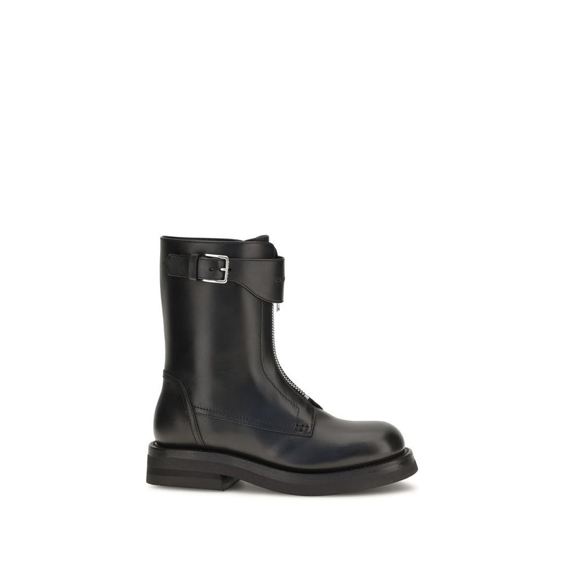 Bottes à lacets Alexander McQueen en cuir de veau noir Bos Taurus