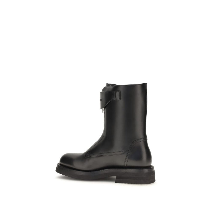 Bottes à lacets Alexander McQueen en cuir de veau noir Bos Taurus