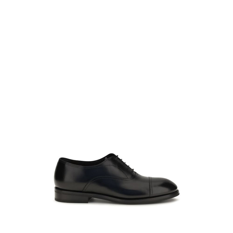 Santoni Black Calf Leather Bos Taurus Oxfords and Derbies
