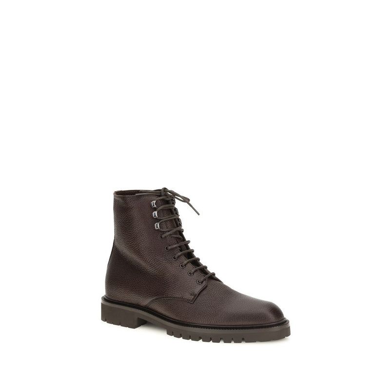 Brunello Cucinelli Brown Calf Leather Bos Taurus Lace-Up Boots