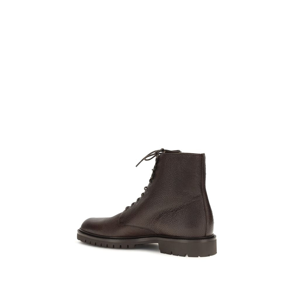 Bottes à lacets Brunello Cucinelli Bos Taurus en cuir de veau marron