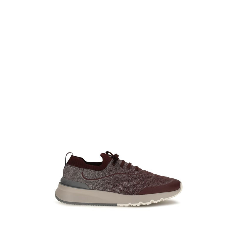 Brunello Cucinelli Bordeaux Cotton Athletic Sneakers for Men