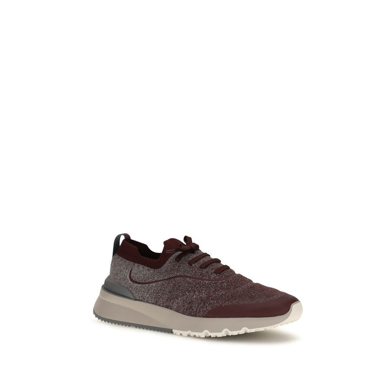 Brunello Cucinelli Bordeaux Cotton Athletic Sneakers for Men
