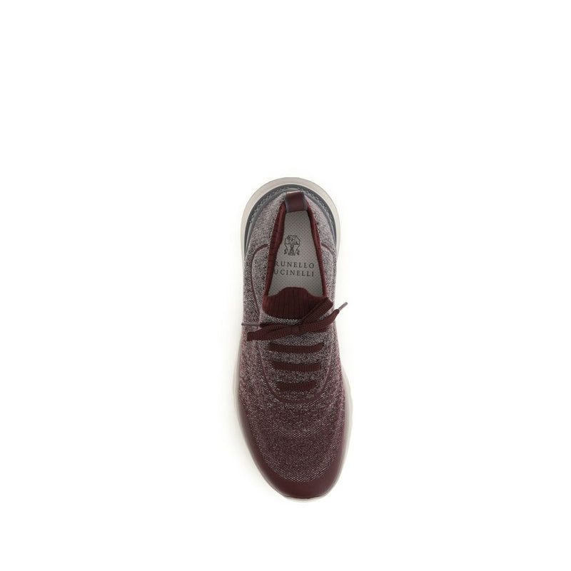 Brunello Cucinelli Bordeaux Cotton Athletic Sneakers for Men