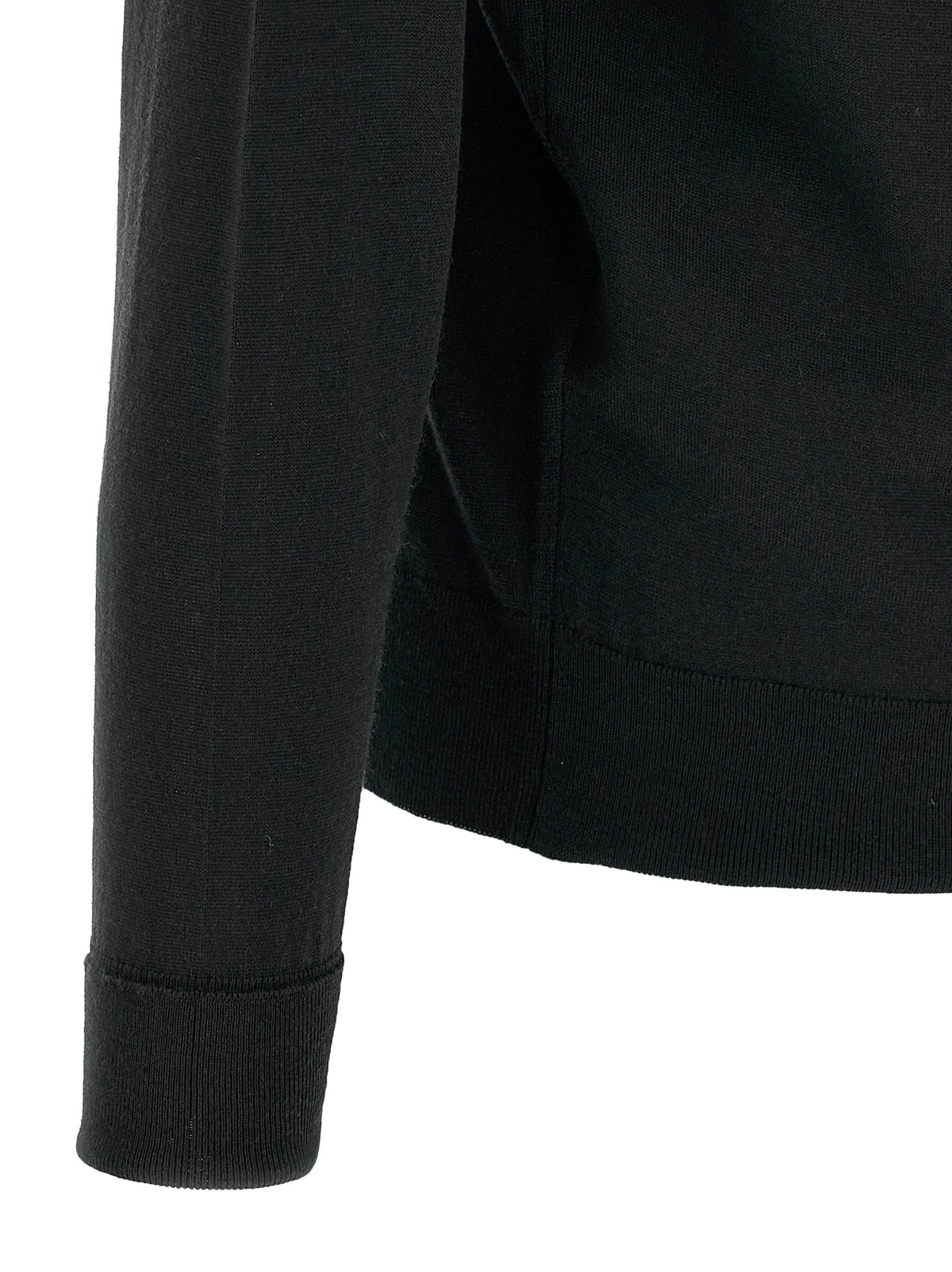 JOHN SMEDLEY Black Merino Wool Cardigan