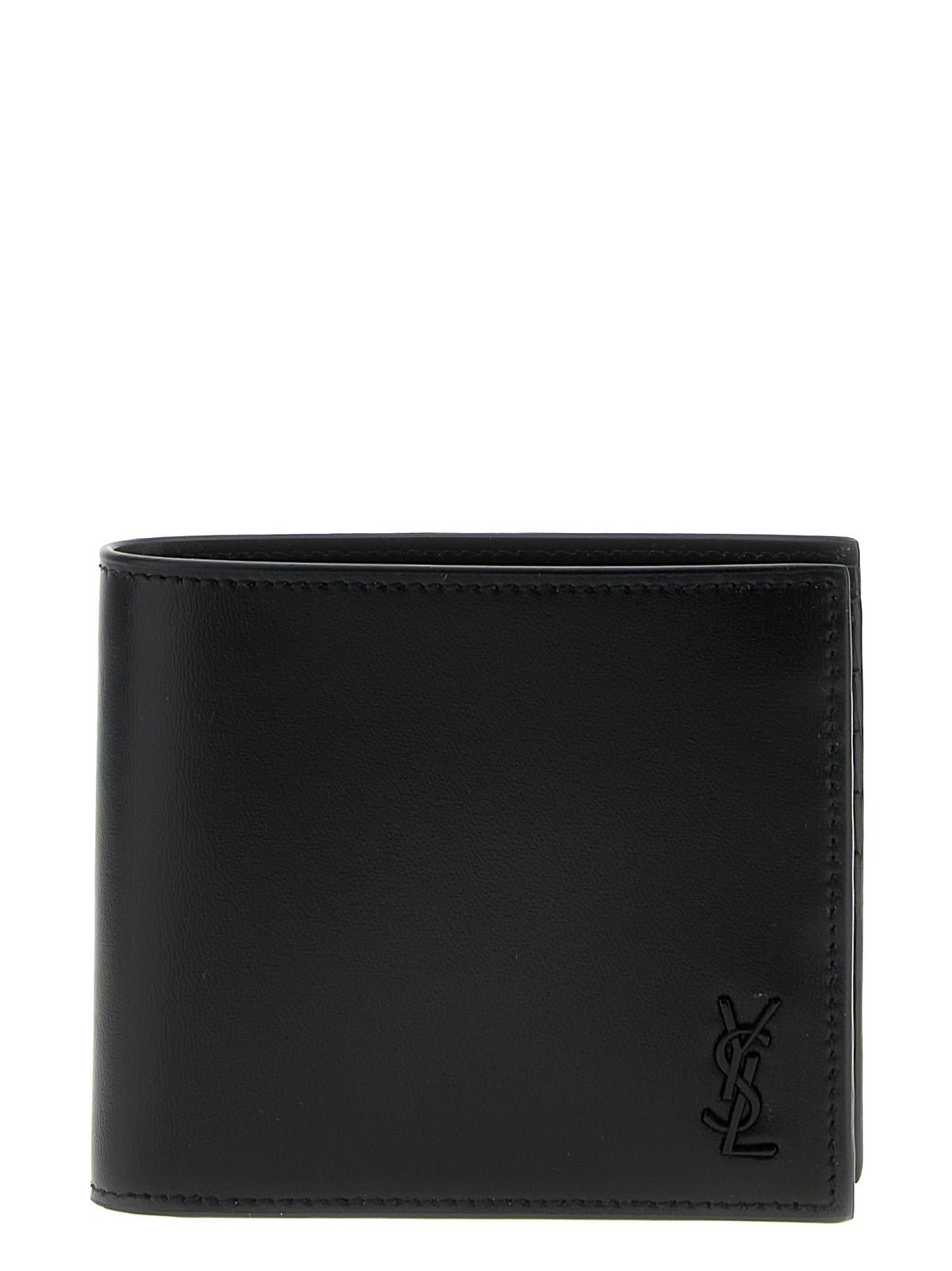 Portefeuille Saint Laurent en cuir de veau noir