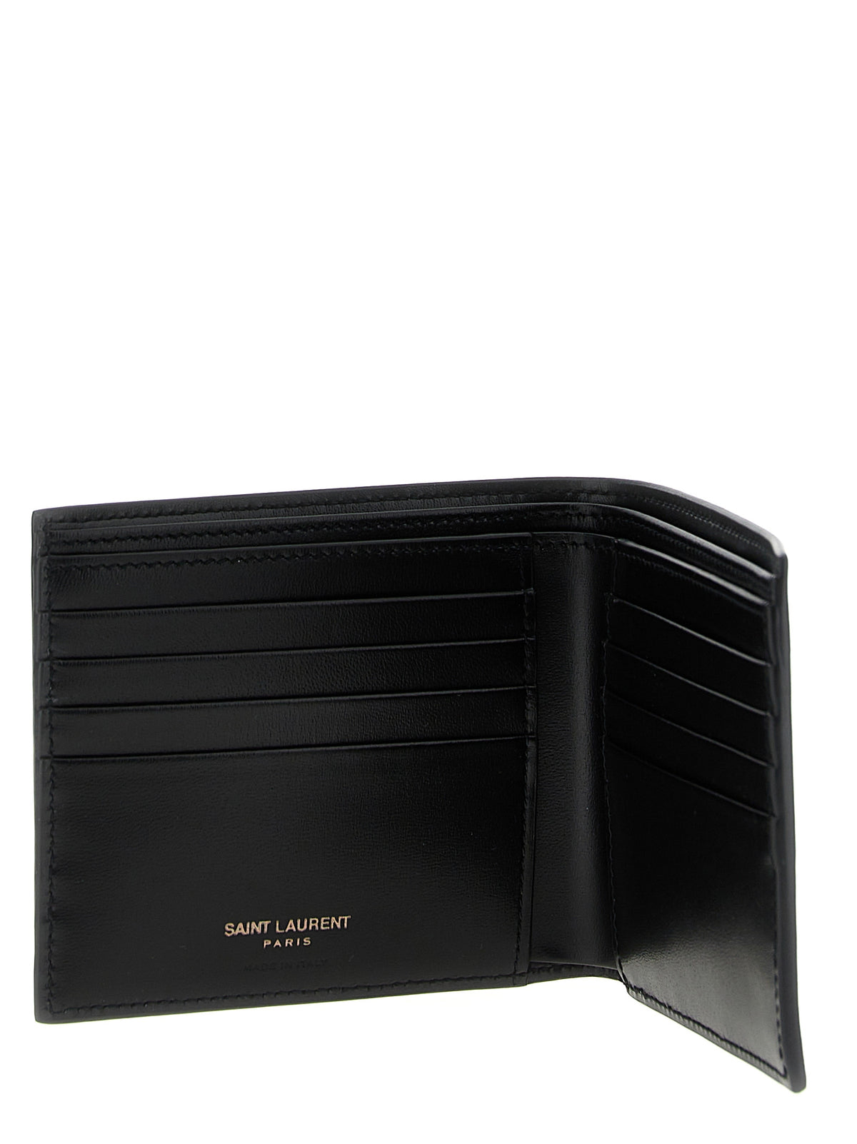Portefeuille Saint Laurent en cuir de veau noir