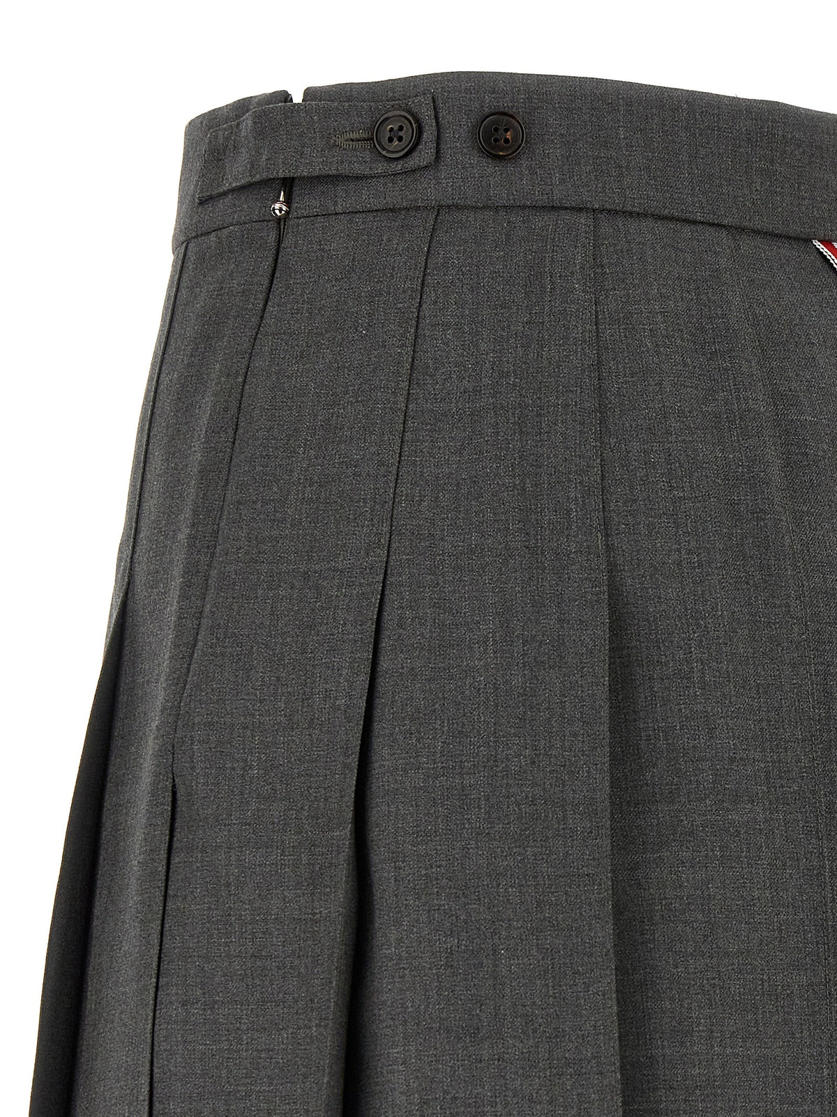Thom Browne Gray Wool Long Skirt - Elegant & Modern Design