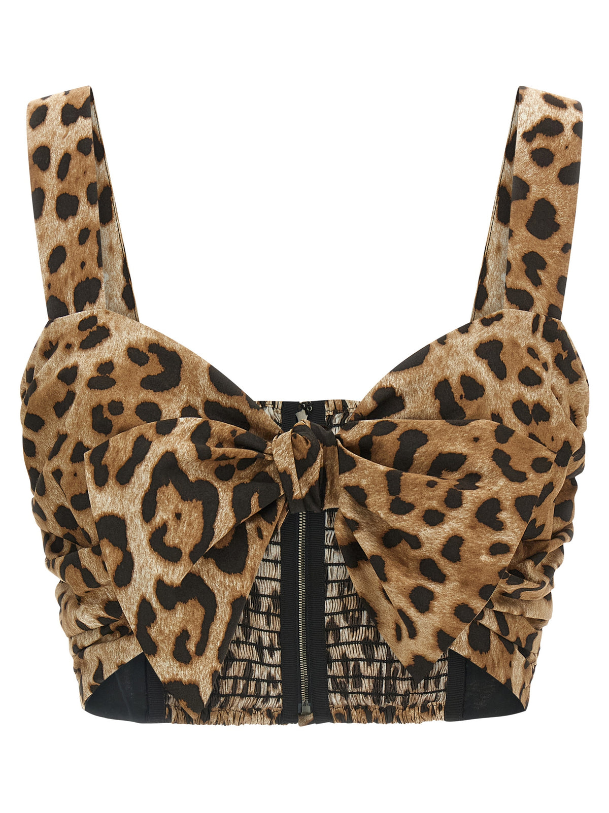 Dolce & Gabbana Brown Cotton Blouse with Bow Detail