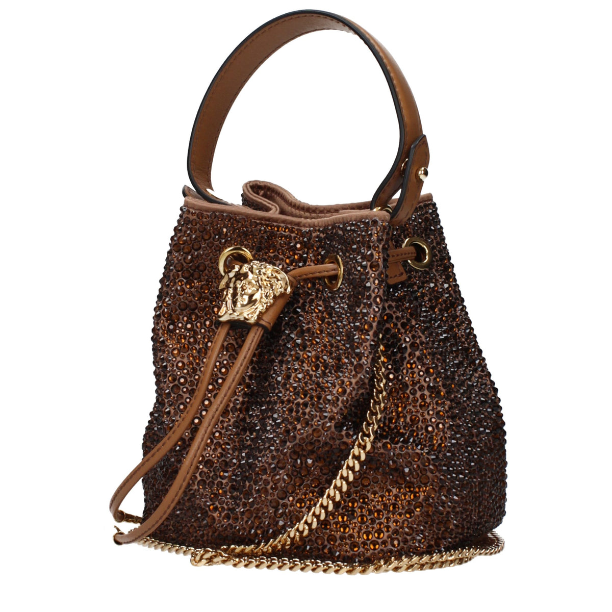Sac à main en satin marron Versace