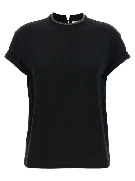 T-shirt en coton noir Brunello Cucinelli