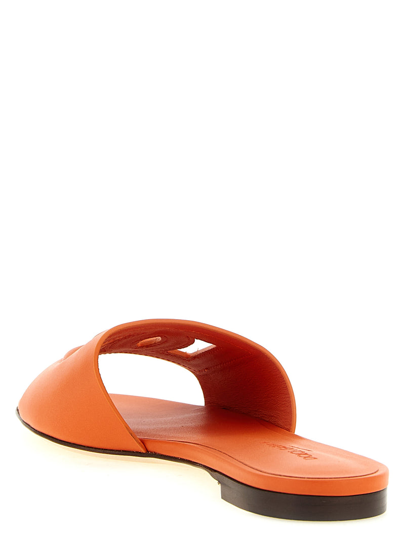 Dolce & Gabbana Bianca Orange Calfskin Slides for Women