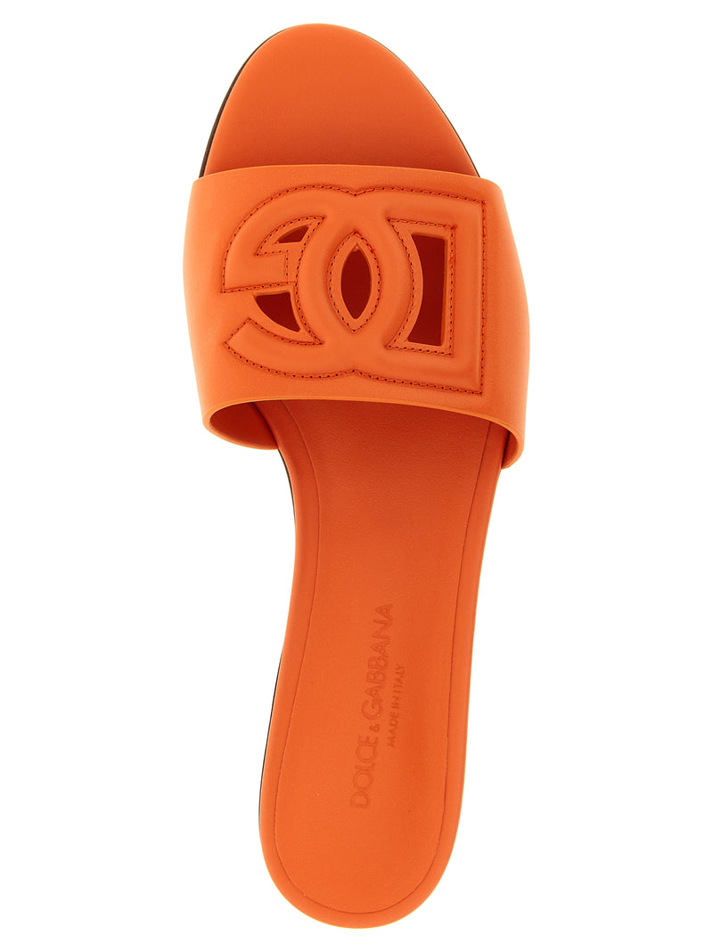 Dolce & Gabbana Bianca Orange Calfskin Slides for Women