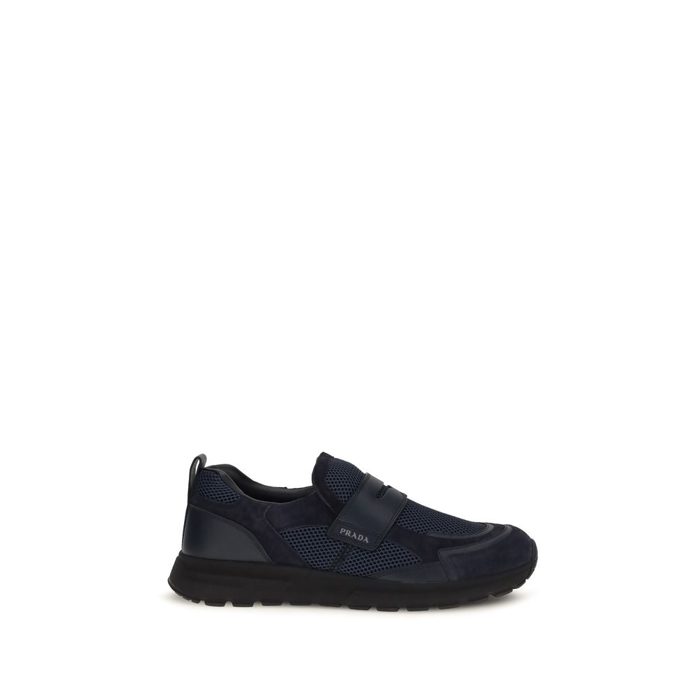 Baskets Prada en cuir de veau bleu Bos Taurus