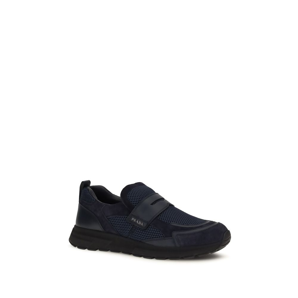 Baskets Prada en cuir de veau bleu Bos Taurus