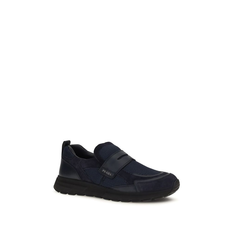 Baskets Prada en cuir de veau bleu Bos Taurus