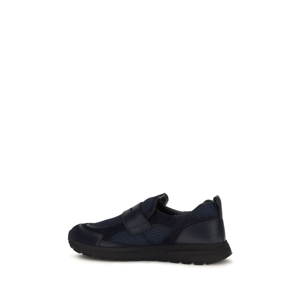 Baskets Prada en cuir de veau bleu Bos Taurus